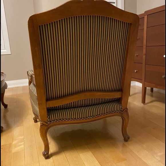 Stripes brown fabric arm chair - Picture 4 of 6